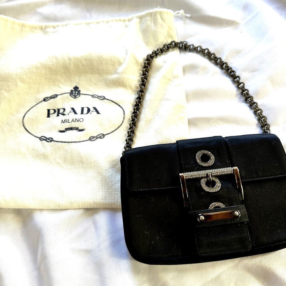 Prada Black Satin Chain Strap Small Handbag - Picture 5 of 10